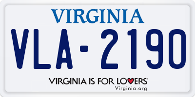 VA license plate VLA2190
