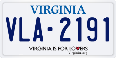 VA license plate VLA2191