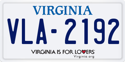 VA license plate VLA2192