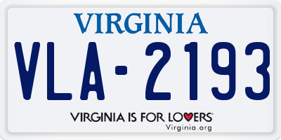 VA license plate VLA2193