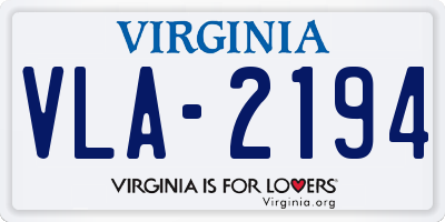 VA license plate VLA2194