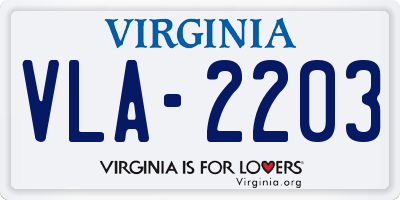 VA license plate VLA2203