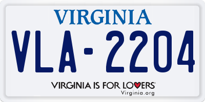 VA license plate VLA2204
