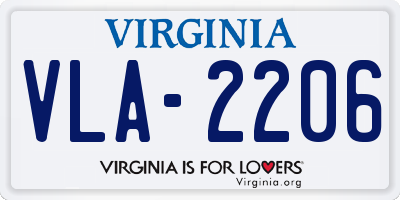 VA license plate VLA2206