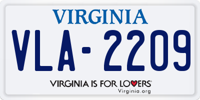 VA license plate VLA2209