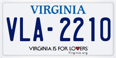 VA license plate VLA2210