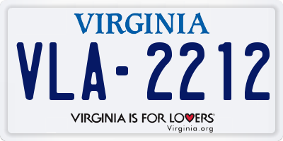 VA license plate VLA2212