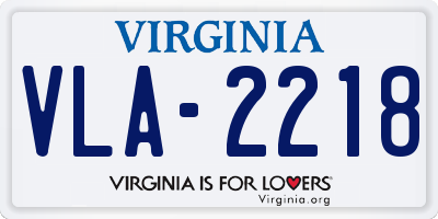 VA license plate VLA2218