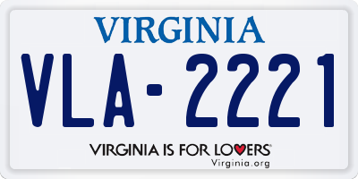 VA license plate VLA2221