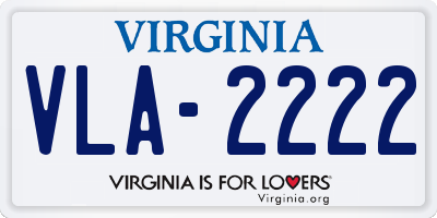 VA license plate VLA2222