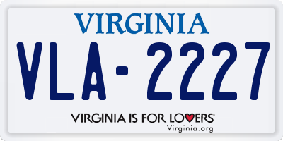 VA license plate VLA2227