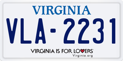 VA license plate VLA2231