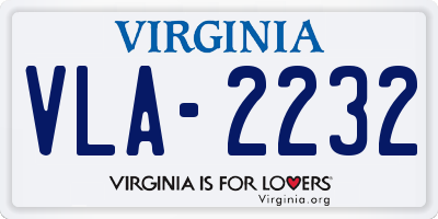 VA license plate VLA2232