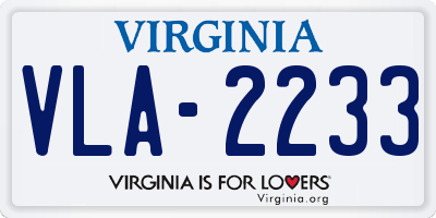 VA license plate VLA2233