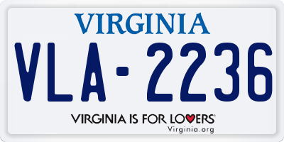 VA license plate VLA2236