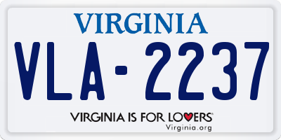 VA license plate VLA2237