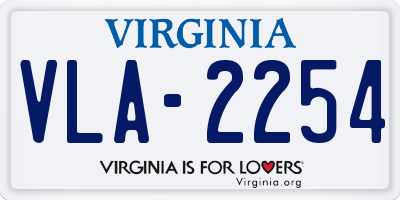 VA license plate VLA2254