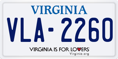 VA license plate VLA2260