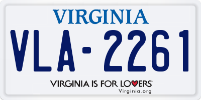 VA license plate VLA2261