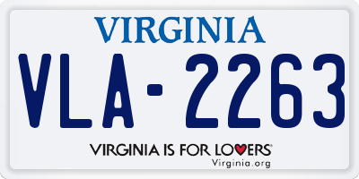 VA license plate VLA2263
