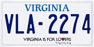 VA license plate VLA2274