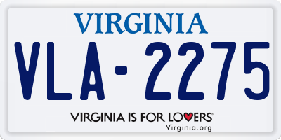 VA license plate VLA2275