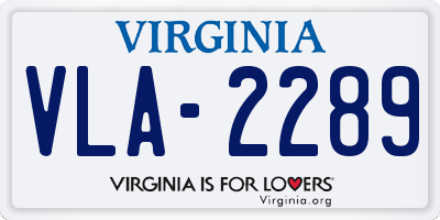 VA license plate VLA2289
