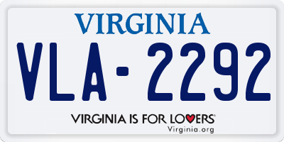 VA license plate VLA2292