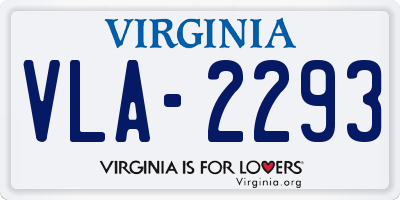 VA license plate VLA2293