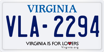 VA license plate VLA2294