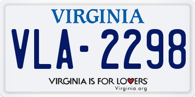 VA license plate VLA2298