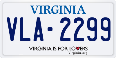 VA license plate VLA2299