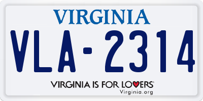 VA license plate VLA2314