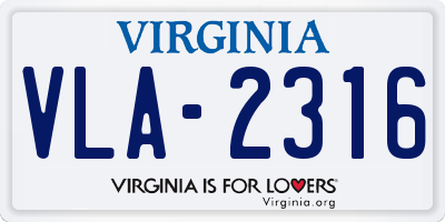 VA license plate VLA2316