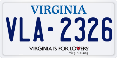VA license plate VLA2326