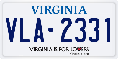 VA license plate VLA2331