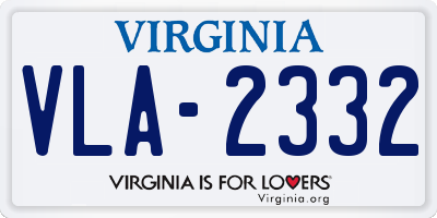 VA license plate VLA2332