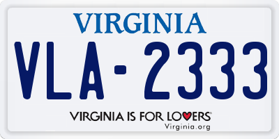 VA license plate VLA2333