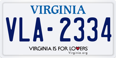 VA license plate VLA2334