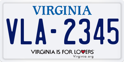 VA license plate VLA2345