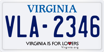 VA license plate VLA2346