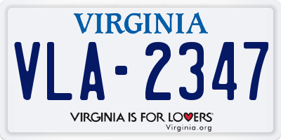 VA license plate VLA2347