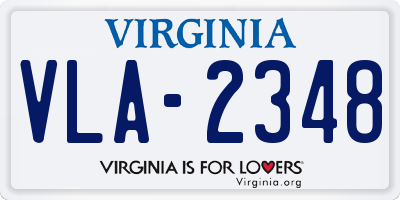 VA license plate VLA2348