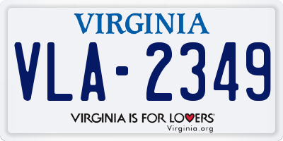 VA license plate VLA2349