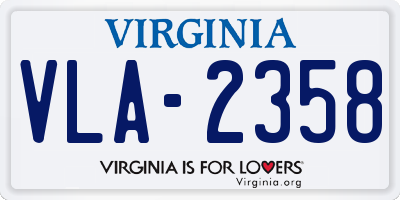 VA license plate VLA2358
