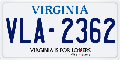 VA license plate VLA2362