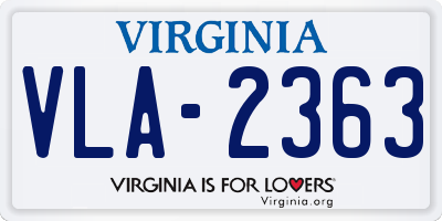 VA license plate VLA2363