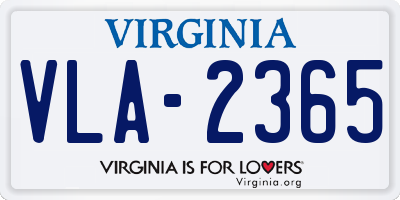VA license plate VLA2365