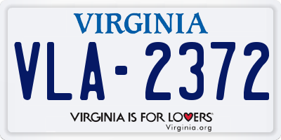 VA license plate VLA2372