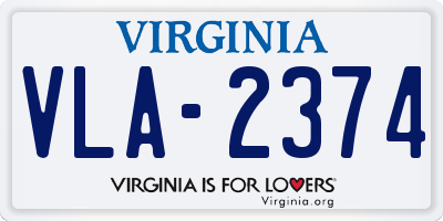VA license plate VLA2374
